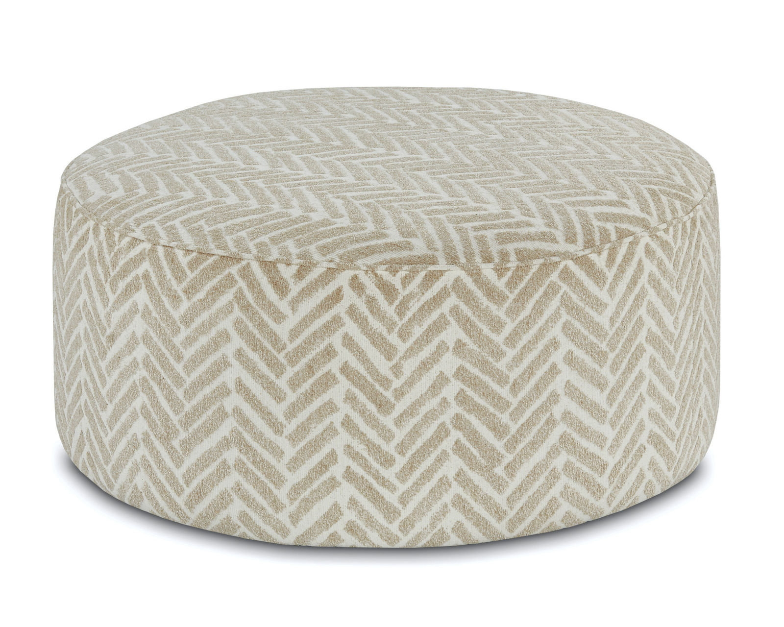 Vibrant Vision Oatmeal 95" Sofa 9770 (Includes pillows) - Passageway Vanilla 39" Round Cocktail Ottoman - 140