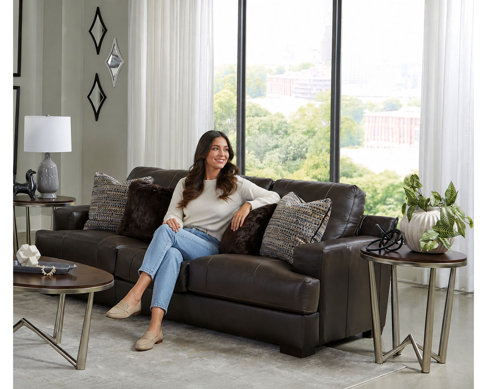 Marco 92" Top Grain Leather Sofa 2 colors (Includes pillows) In stock