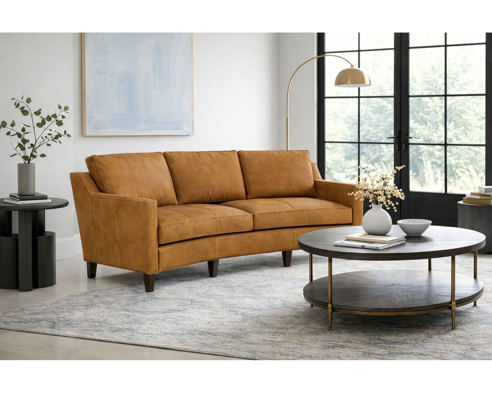 Bradington Young Melville 771 Conversation Sofa (12 leathers) 8-Way Hand Tie - Melville Stationary 103" Conversation Sofa (4" Deeper Seat) 8-Way Hand Tie