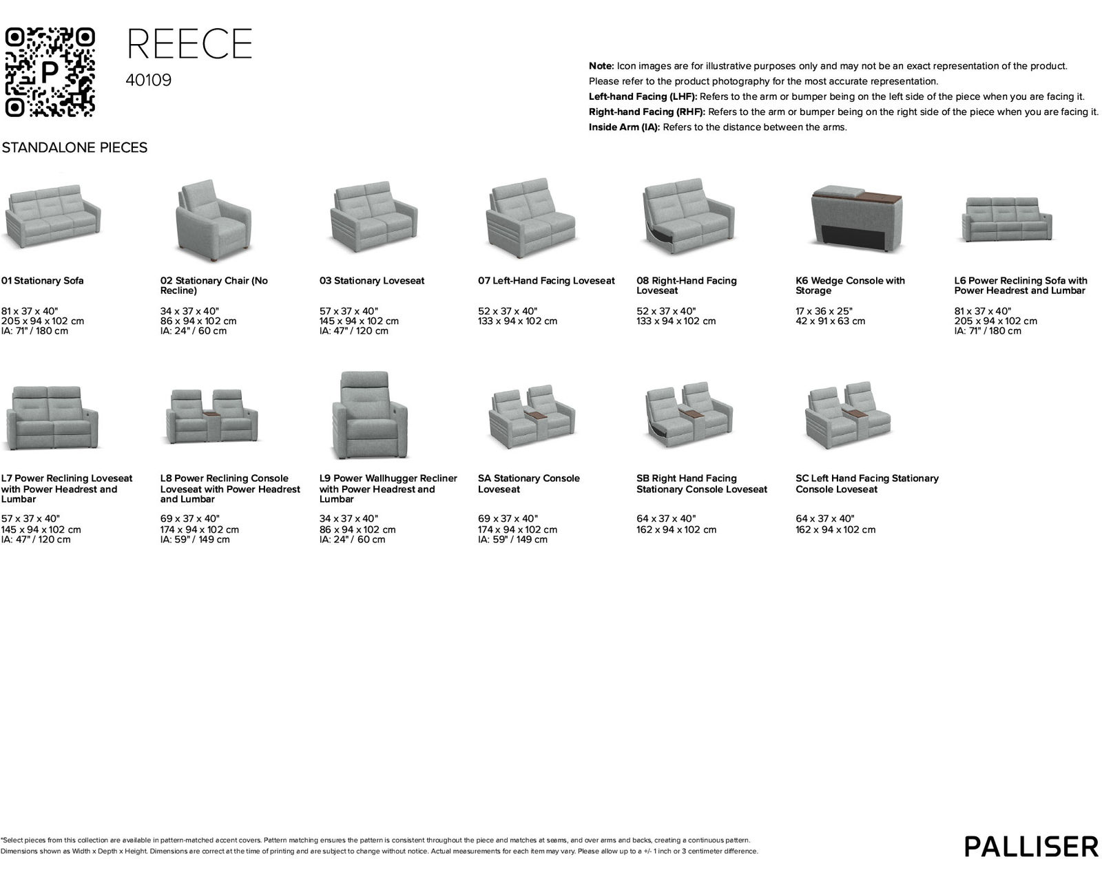 Reece 40109 Triple Power Reclining Sofa (81") +50 fabrics