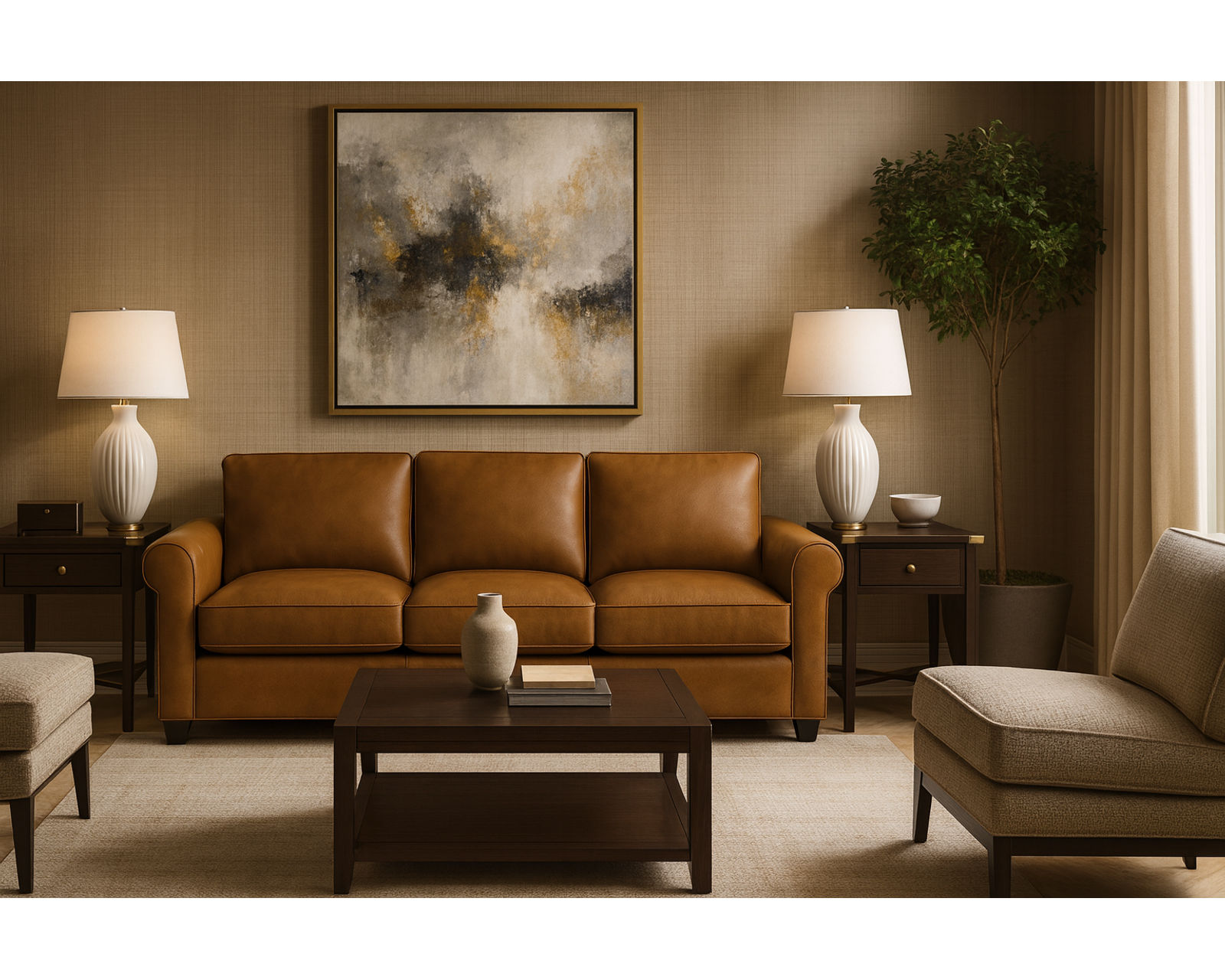 Madison 77656 Roll Arm Sofa (+100 leathers) - Madison 89" Sofa (three cushion)