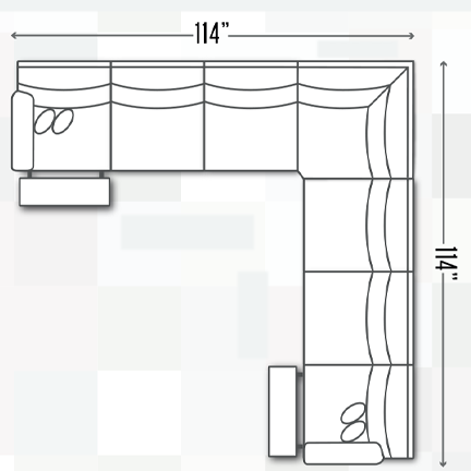Layout D: Three Piece Reclining Sectional 114" x 114" (2 recliners)