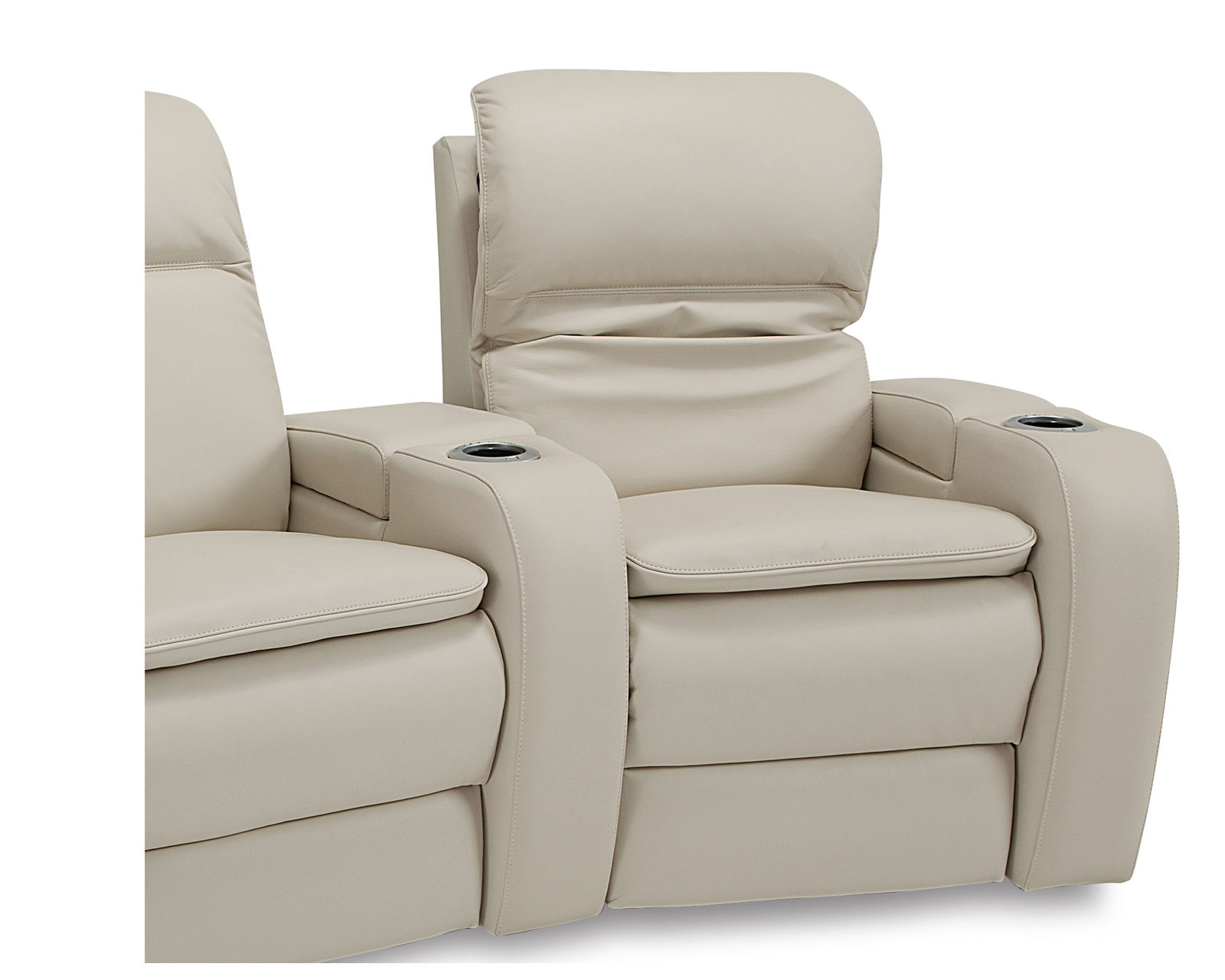 Vertex  41470 Triple Power Home Theater Sectional (+200 colors) - Includes power headrest - power lumbar and power recline - Metal cupholder included, choice of Antique Brass or Stainless Steel