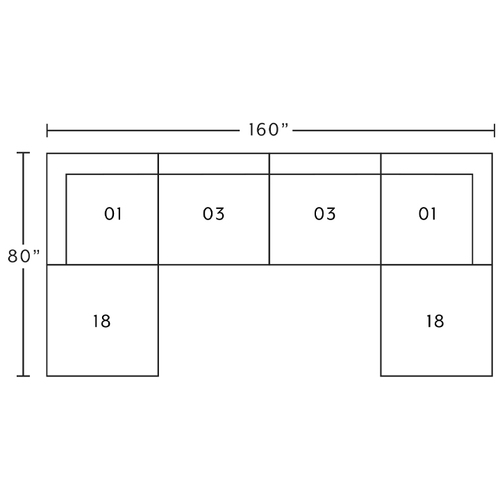Layout D: Six Piece Sectional 80" x 160" x 80")