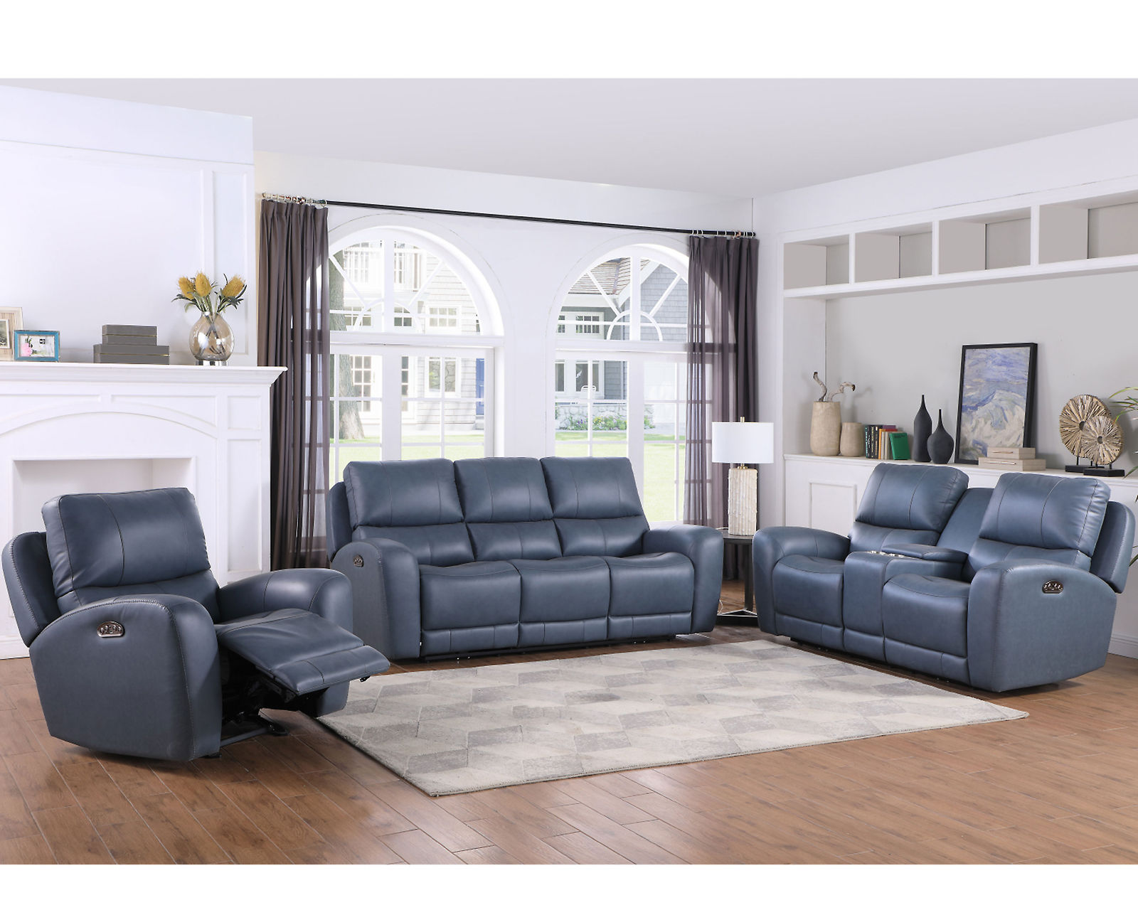 Bel Air Leather Power Headrest Power Reclining Sofa