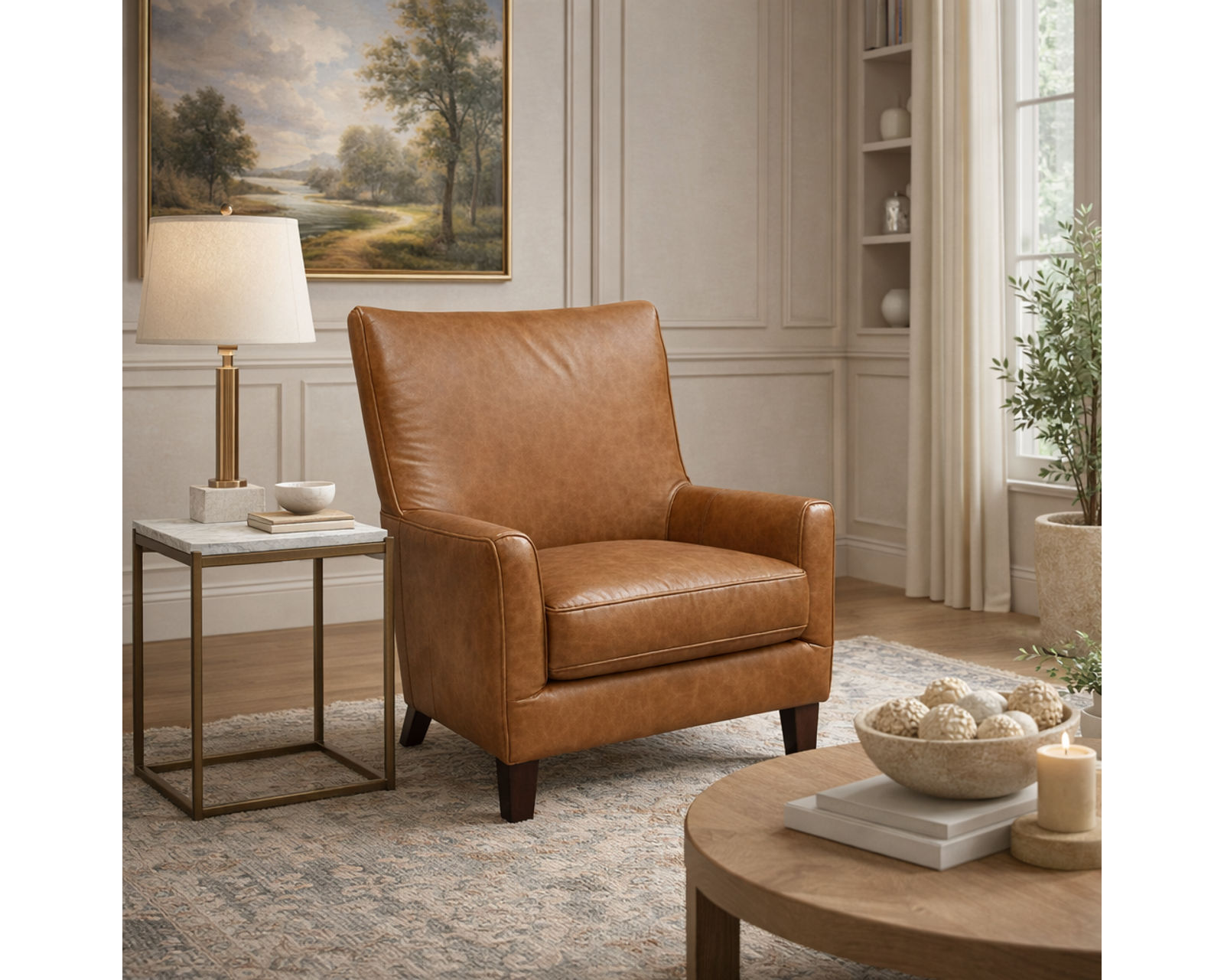 Ryanne 6030 Leather Accent Chair (29 Top-Grain Leather Choices) - Beautifully Crafted. Exceptionally Comfortable.
