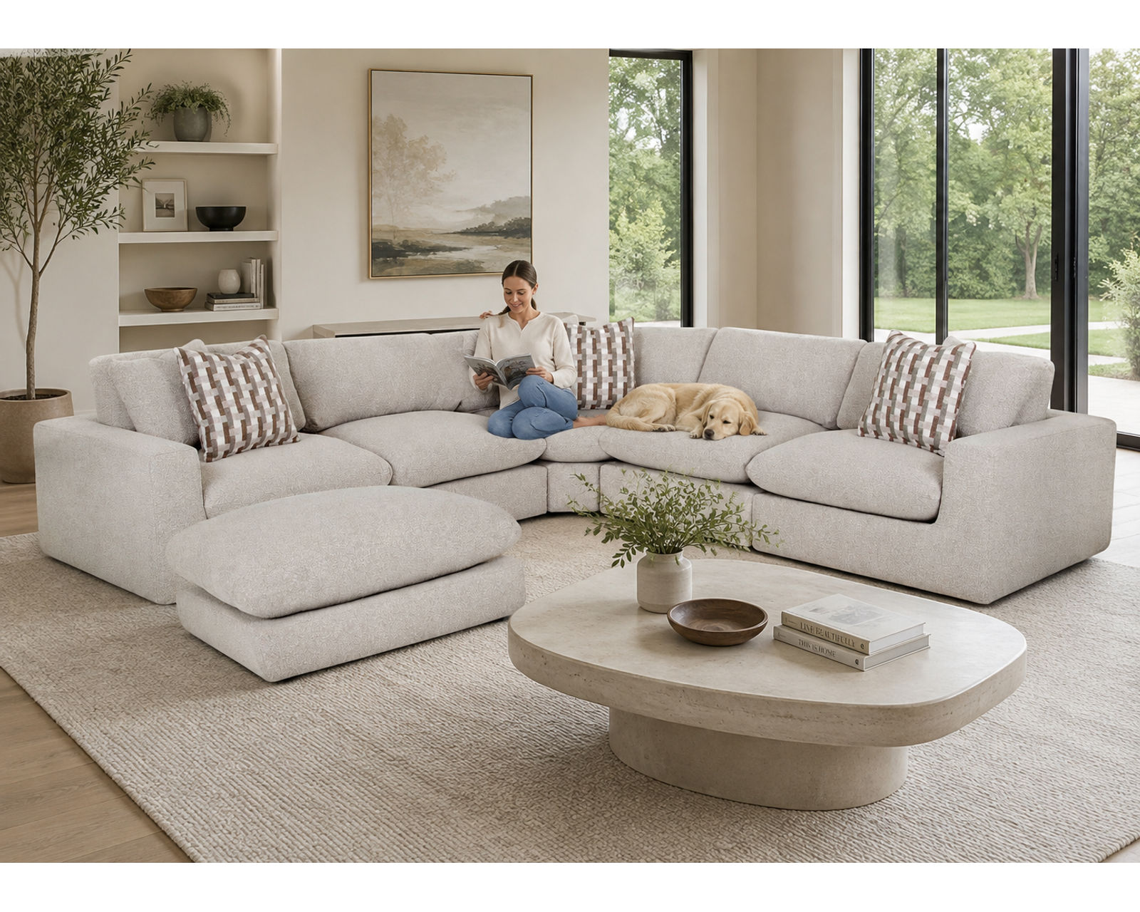 Marcella 972 Modular Sectional (Modern Comfort. Made to Move With You) - Features a Marcella 45" x 37" Push Up Chaise Ottoman