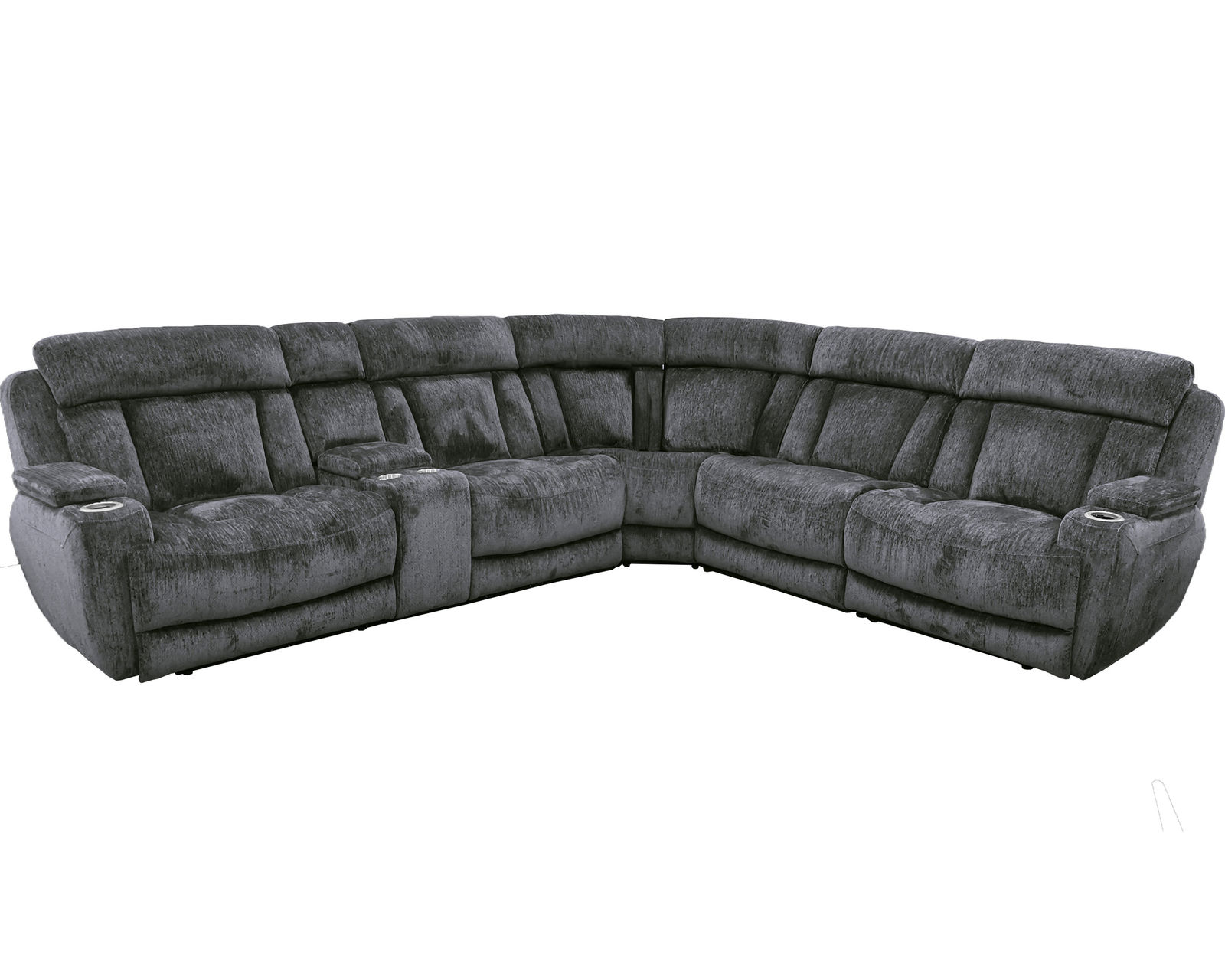 Dalton 6 Piece Power Reclining Sectional Charcoal (In Stock - Fast shipping) - Layout B:  Six Piece Reclining Sectional 129" x 116"
