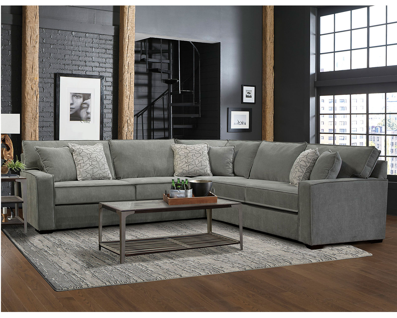 Lyndon Stationary Sectional (+ 100 Standard and Performance Fabrics) - Layout C: Three Piece Sectional 122" x 122"
