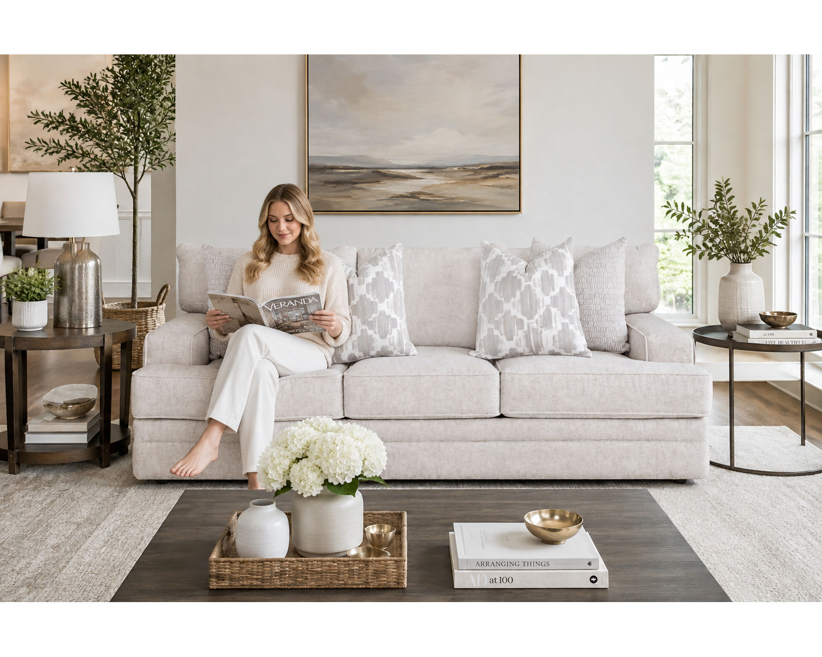 Adler 99" Sofa (Oversized Comfort. Sophisticated Style) - Includes all Accent Pillows
