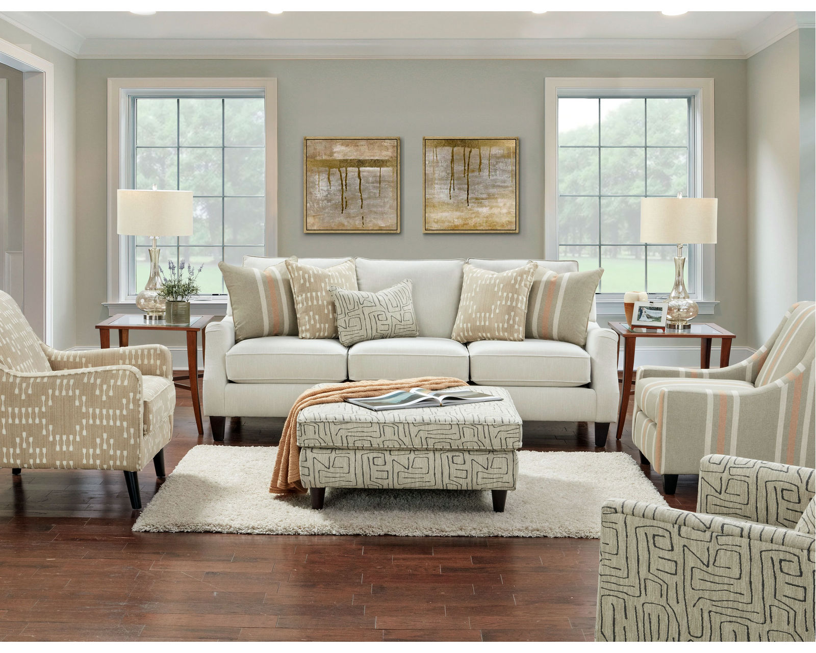 Charlotte Parchment 90" Sofa (Includes Pillows) - Buy the sofa or enjoy the entire room