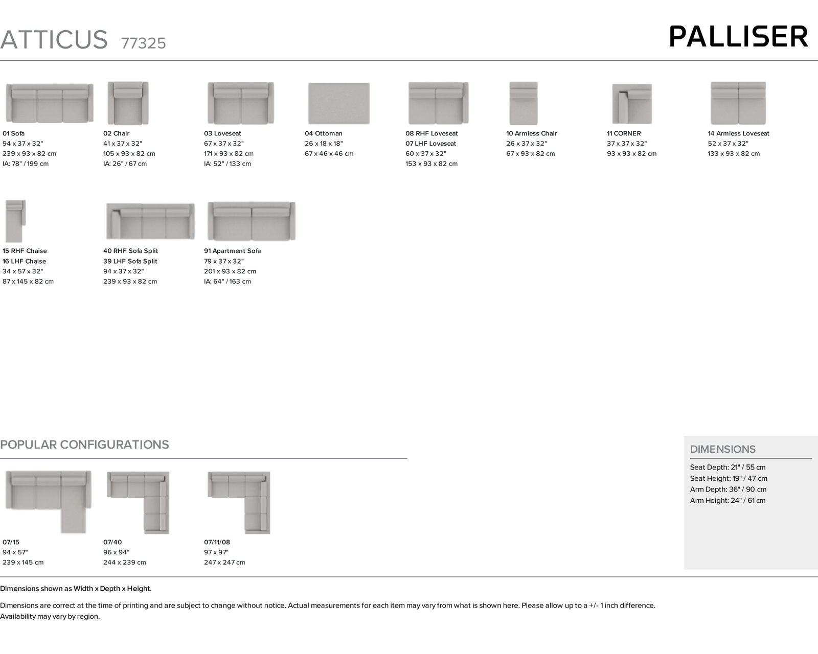 Atticus 77325 Sectional (+50 fabrics)