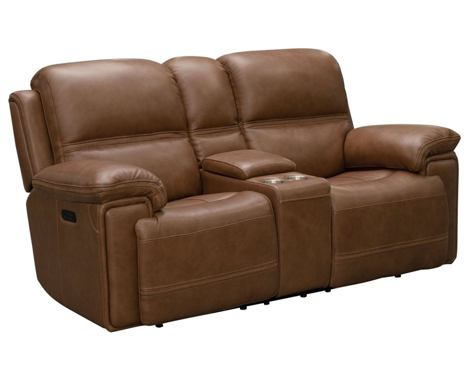 Sedrick 90" Leather Power Headrest Power Reclining Sofa (Walnut) In stock - Also available in leather color Caramel