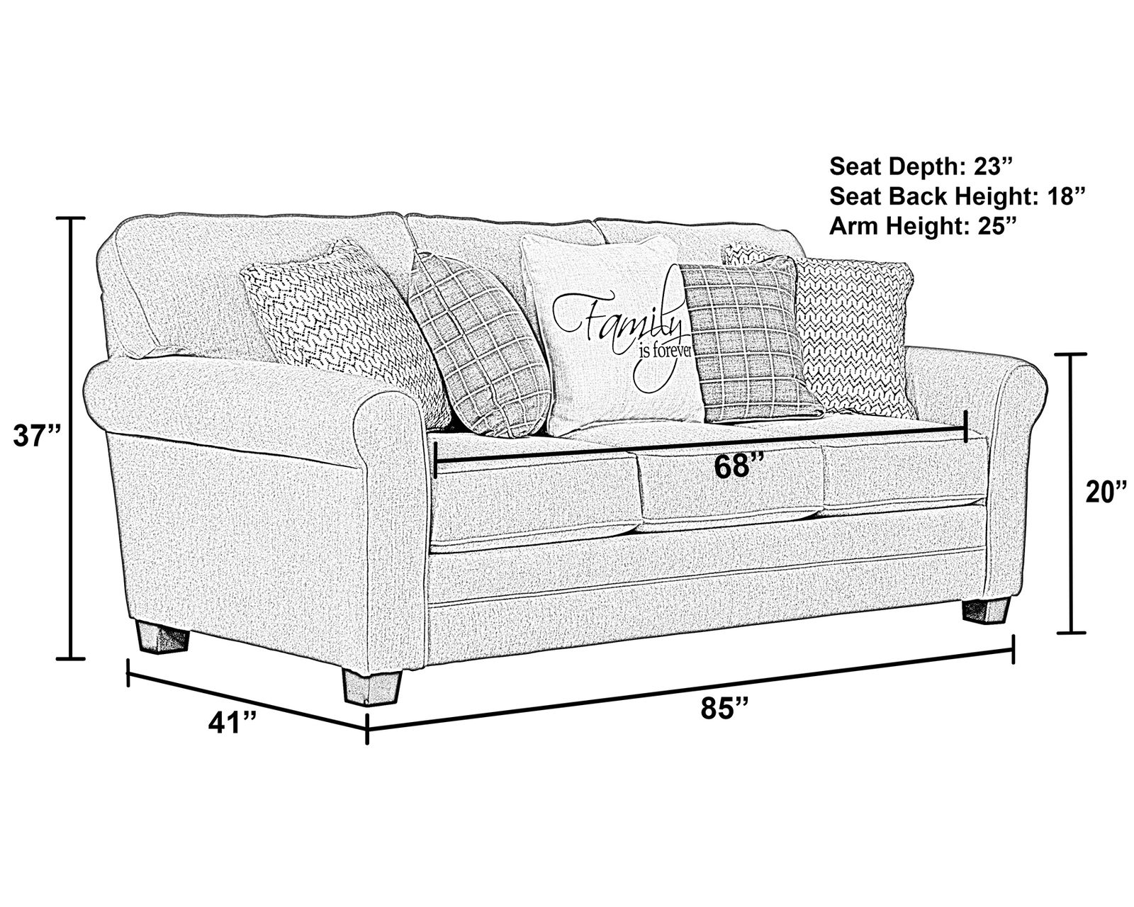 Lewiston 85" Stationary Sofa (includes pillows) - Designed for Families. Built for Life.