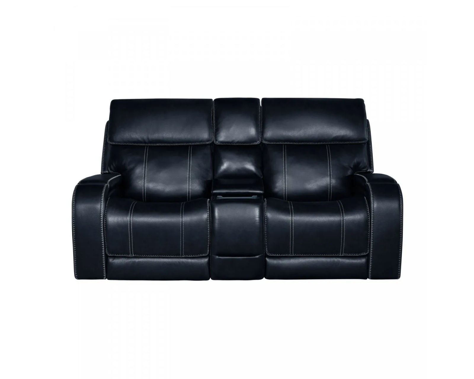 Glenwood 88" Leather Sofa w/Power Recline, Power Head Rests & Power Lumbar (Lay Flat) Steel - In stock - Also available in leather color Ocean