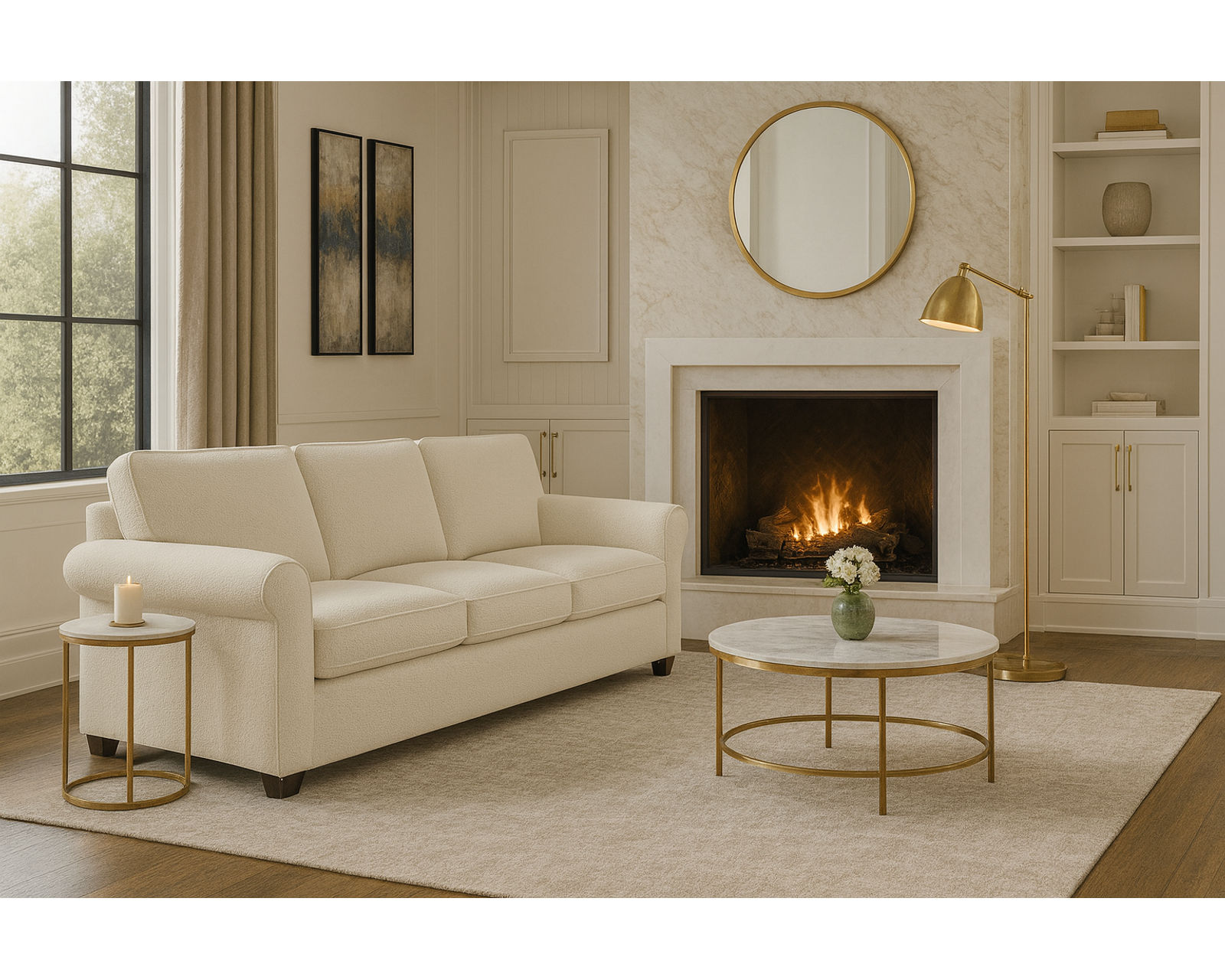 Madison 77656 Roll Arm Sofa (+60 fabrics) - Madison 89" Sofa (three cushion)