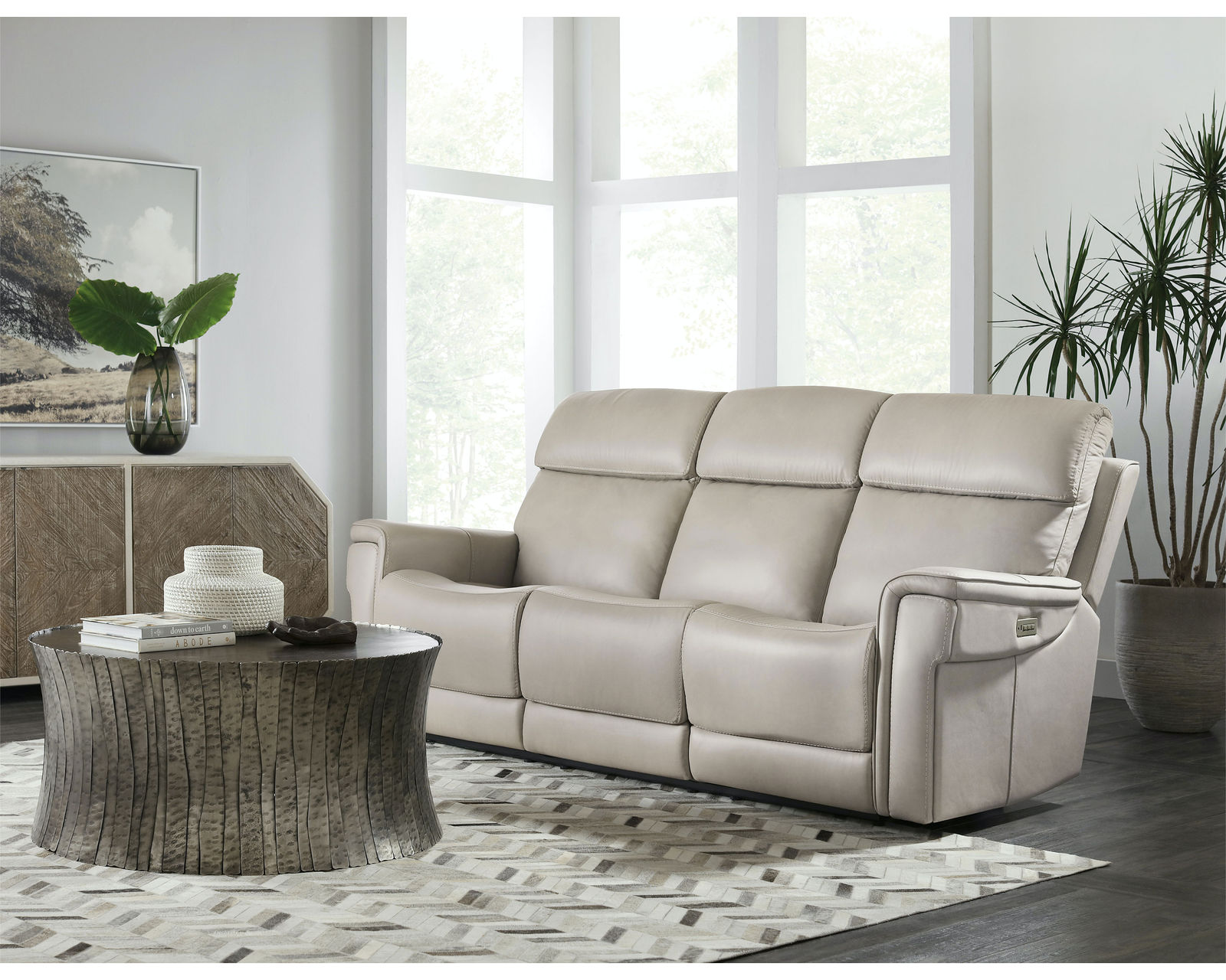 Lyra Leather Zero Gravity Power Sofa w/Power Headrest 89" (Ash) In stock - Lyra Zero Gravity Power Sofa w/Power Headrest (Ash)