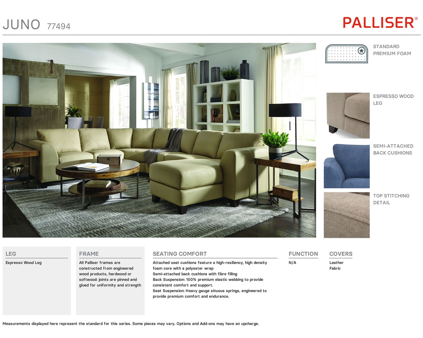 Juno 77494 Sofa (81" or 87") +100 leathers