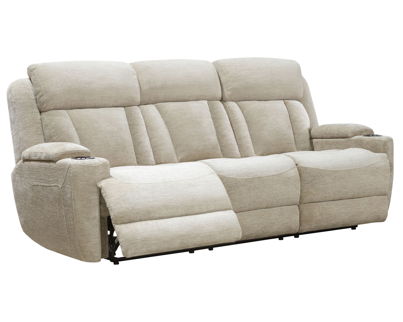 Dalton 89" Power Headrest Power Reclining Sofa with Reading Light and Drop Down Console Fawn (In stock - Fast shipping) - Dalton Power Headrest Power Reclining Drop Down Console Sofa