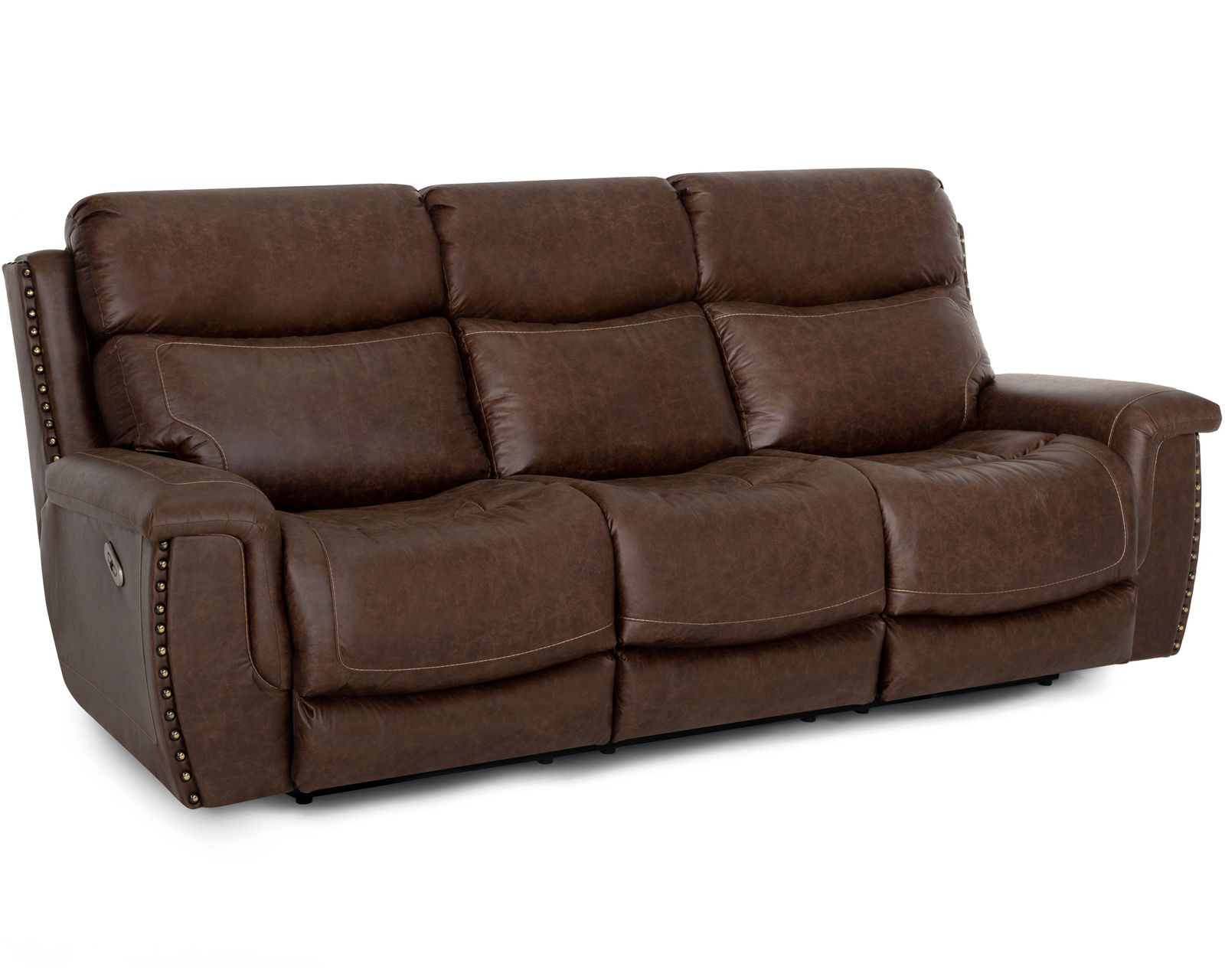 Brixton 648 Reclining Sofa (94") Brown Faux Leather Like Fabric
