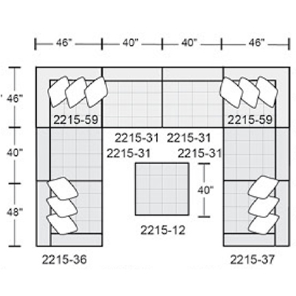 Layout H: Eight Piece Sectional 134" x 174" x 134"
