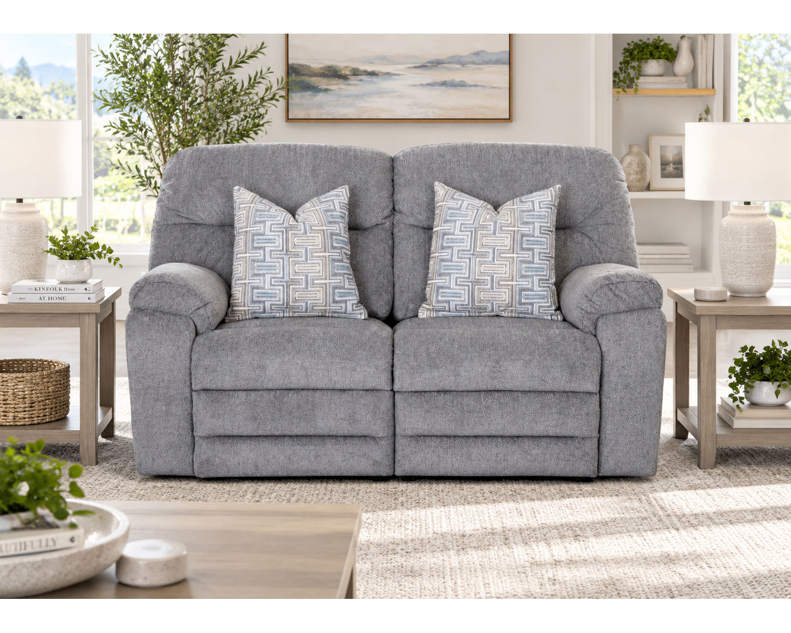 Parkway 89" Reclining Sofa (Plush Comfort. Relaxed Style. Made for Everyday Living) - Shown in Durable Polyester Color Gravel