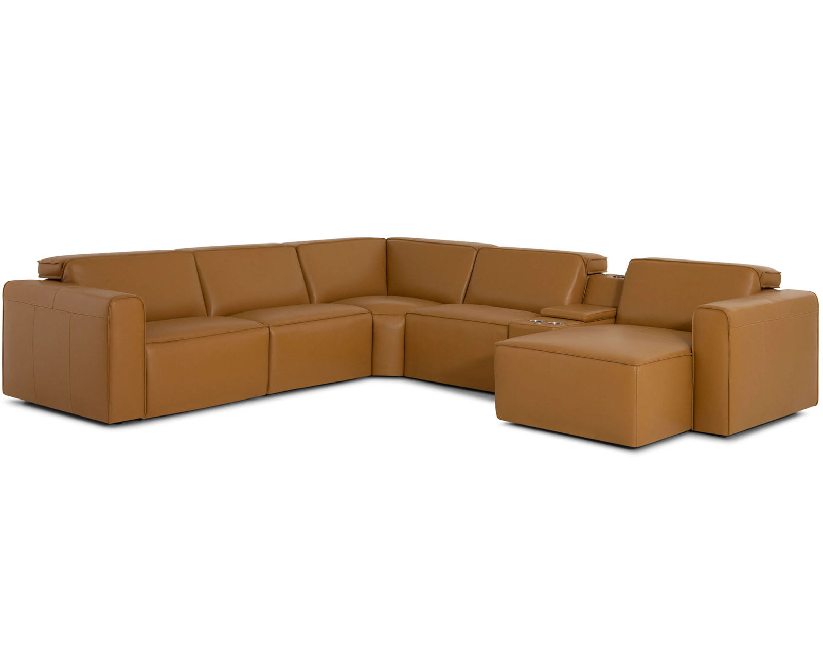 Colton 44007 Power Headrest Power Reclining Sectional (+100 leathers) - Layout G: Six Piece Chaise Reclining Sectional 122" x 135" x 62"