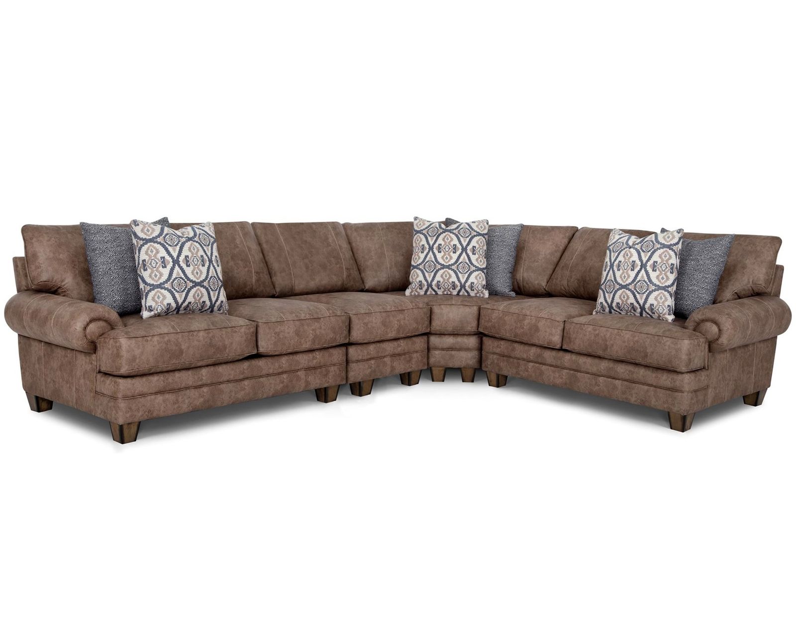Sicily 957 Modular Sectional (The Rich Look of Worn Leather. The Comfort of Fabric) - Layout B: Four Piece Sectional 128" x 101"