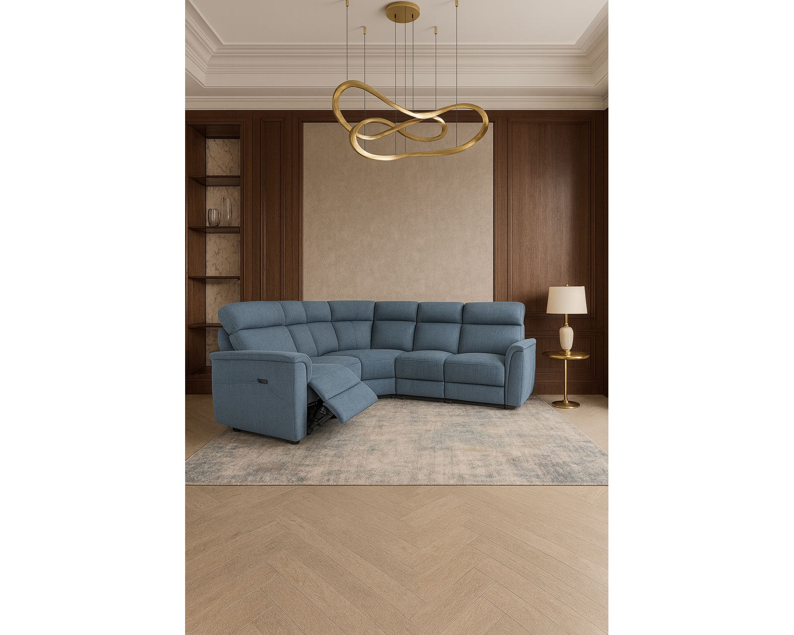 Nuvia C328 Triple Power Reclining Sectional (+45 fabrics) - Layout B: Four Piece Sectional 115" x 90" (two recliners)