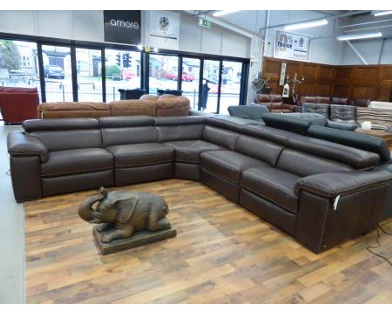 Solare B817 Power Reclining Sectional (+50 leathers) - Layout C: Five Piece Sectional - 129" x 129"
