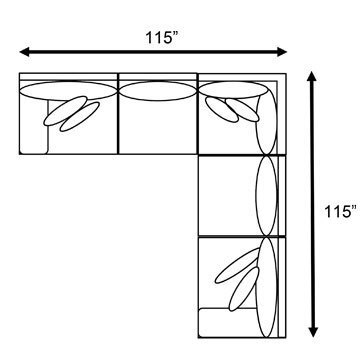 Layout F: Three Piece Sectional 115" x 115" 