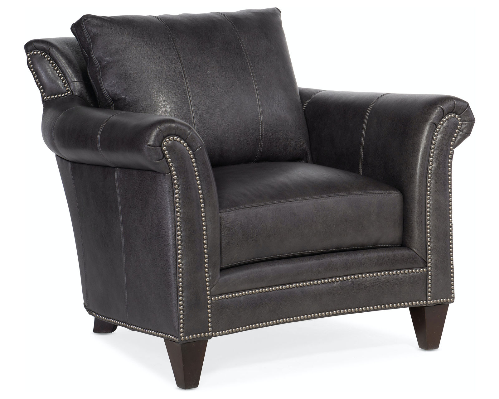 Bradington Young Richardson Stationary Chair 8-Way Tie - Top Grain Leather - In Stock (Grey)