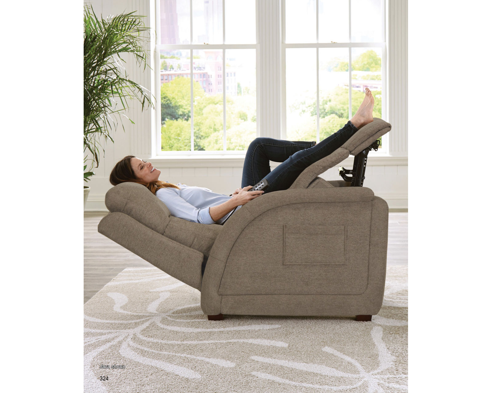 Nirvana Power Headrest Power Lay Flat Recliner with Lumbar, Dual Motor & Zero Gravity Advanced Wellness Comfort Therapeutic Massage & Nanobionic Performance Fabric (2 colors) - Shown in High Performance Fabric Java