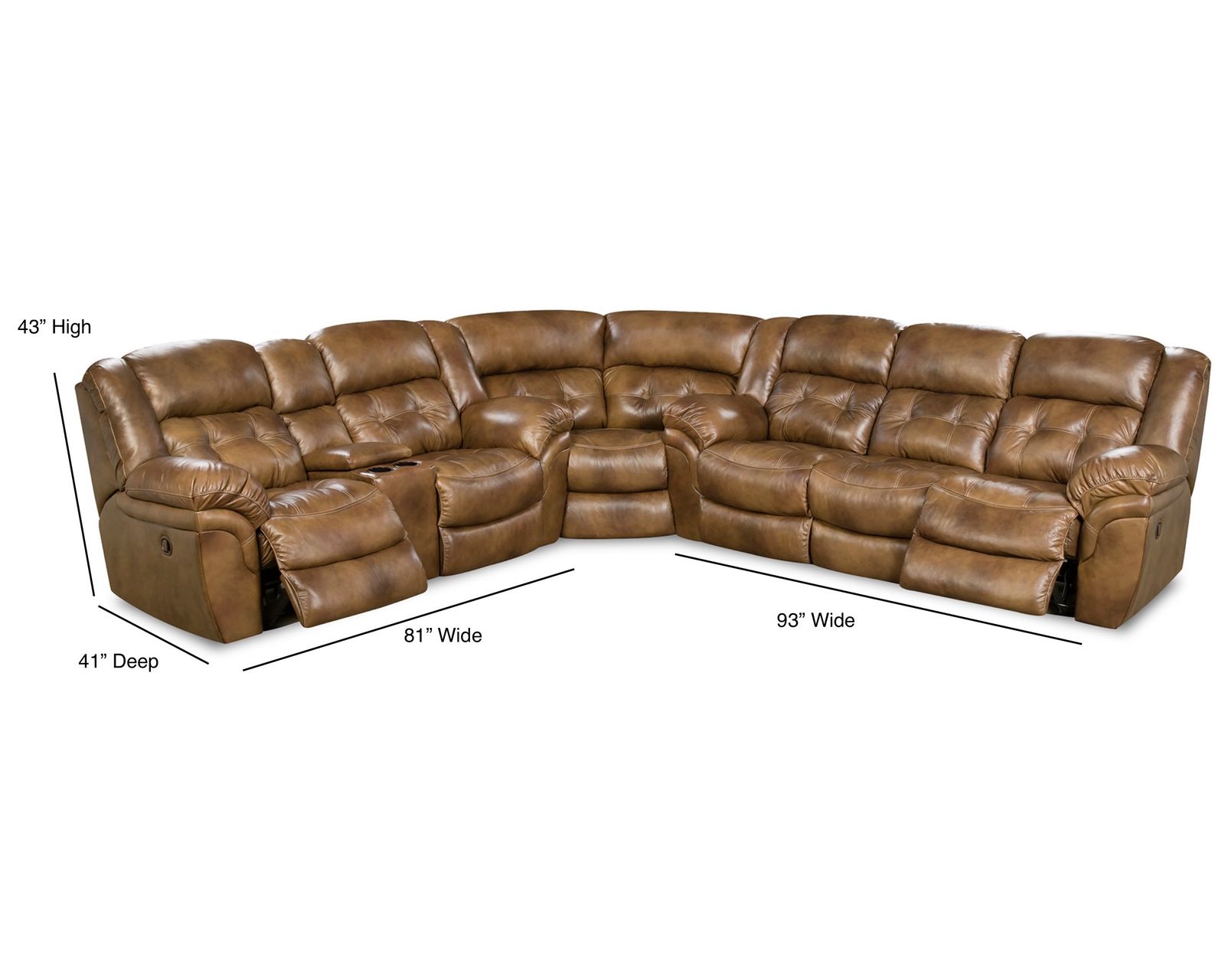 Denver Three Piece Reclining Sectional Brown (In stock) - Power Recline is Available