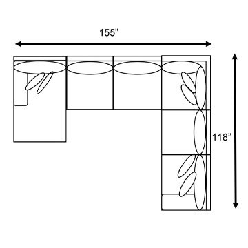 Layout E: Five Piece Sectional (Chaise Left) 155" x 118"