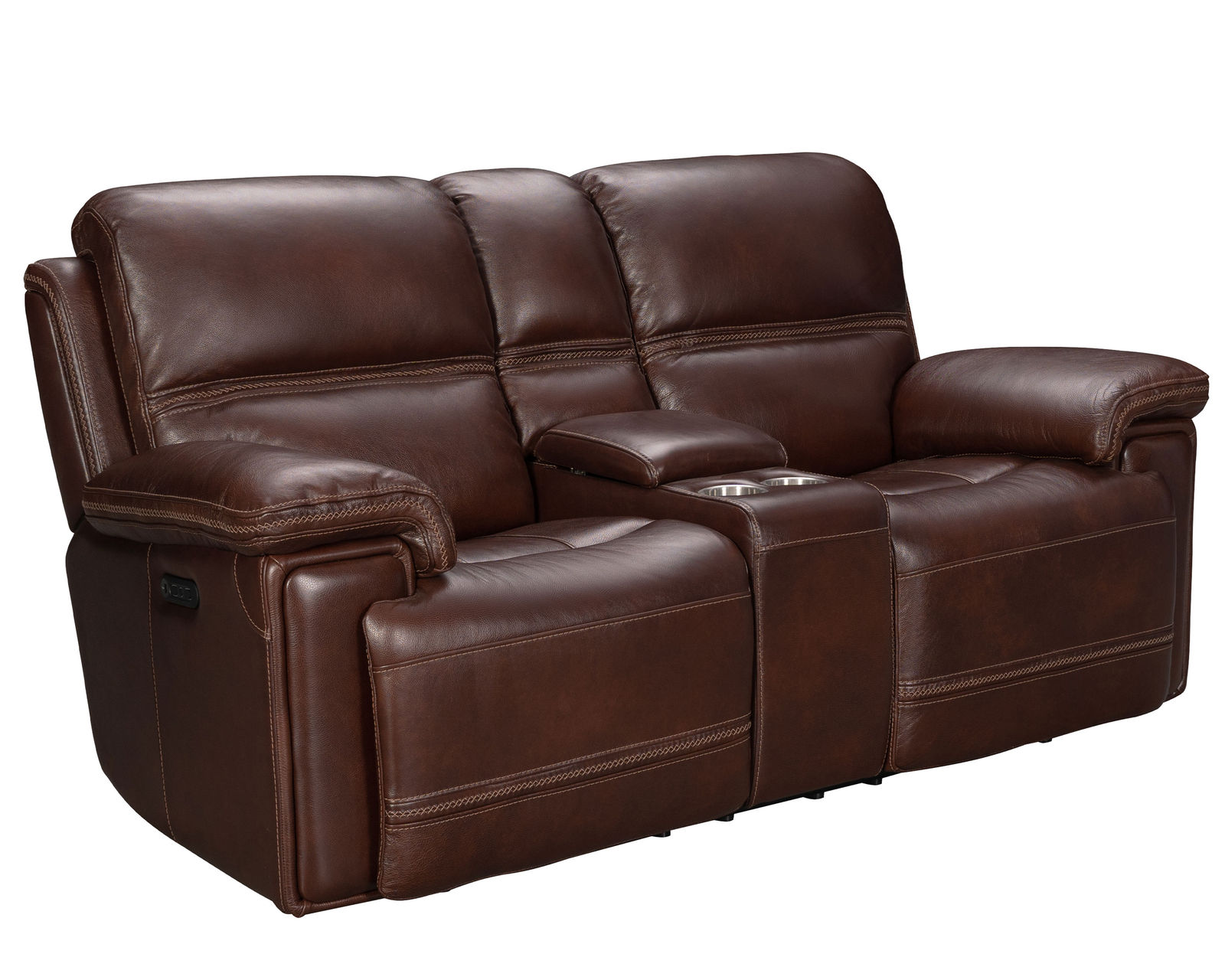 Sedrick 90" Leather Power Headrest Power Reclining Sofa (Walnut) In stock - Includes Power Headrest - Power Recline
