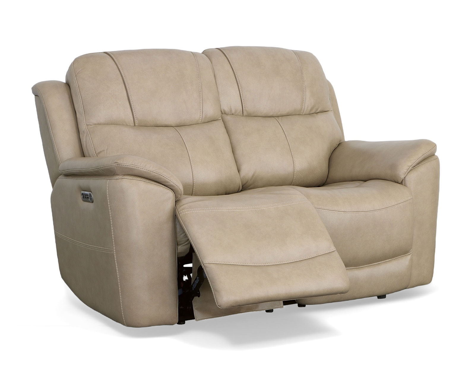 Crew Power Reclining Loveseat with Console, Power Headrests & Lumbar (Black leather) in stock - Also available in tan leather