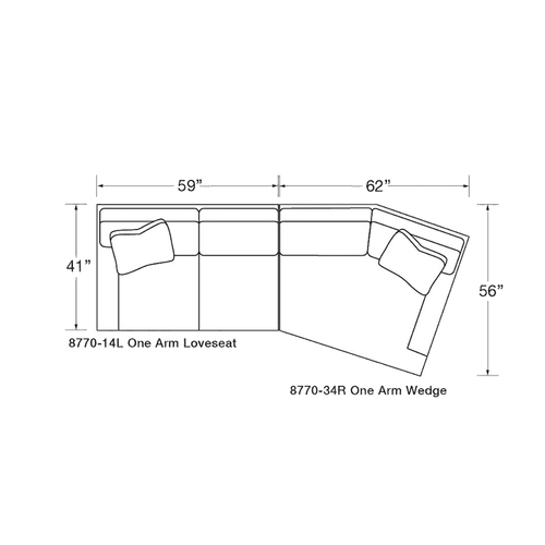 Layout O: Two Piece Sectional (148" x 56")