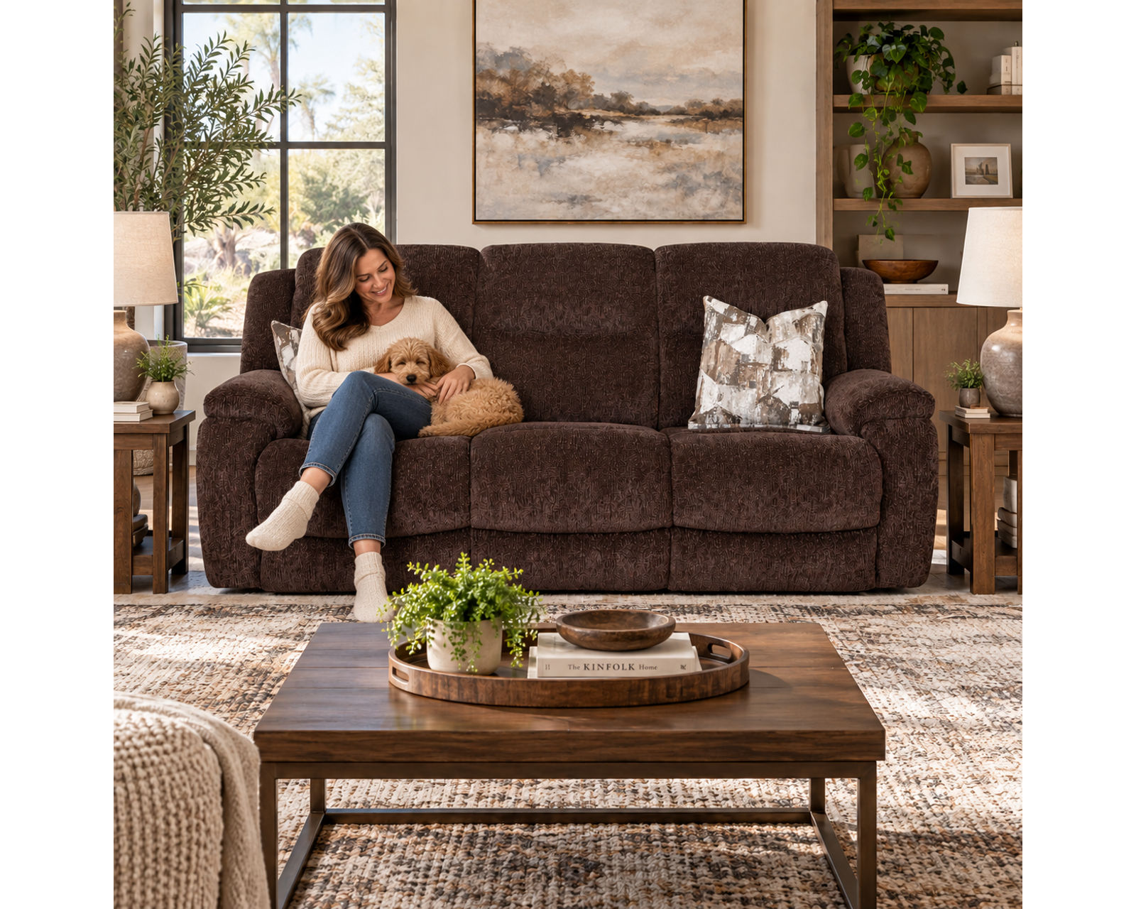 Heston 90" Reclining Sofa with Drop-Down Table & Cupholders (Plush Comfort. Smart Convenience. Designed Around the Way You Relax) - Sit Back. Franklin Does the Rest.