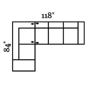 Layout F: Two Piece Sectional 84" x 118"
