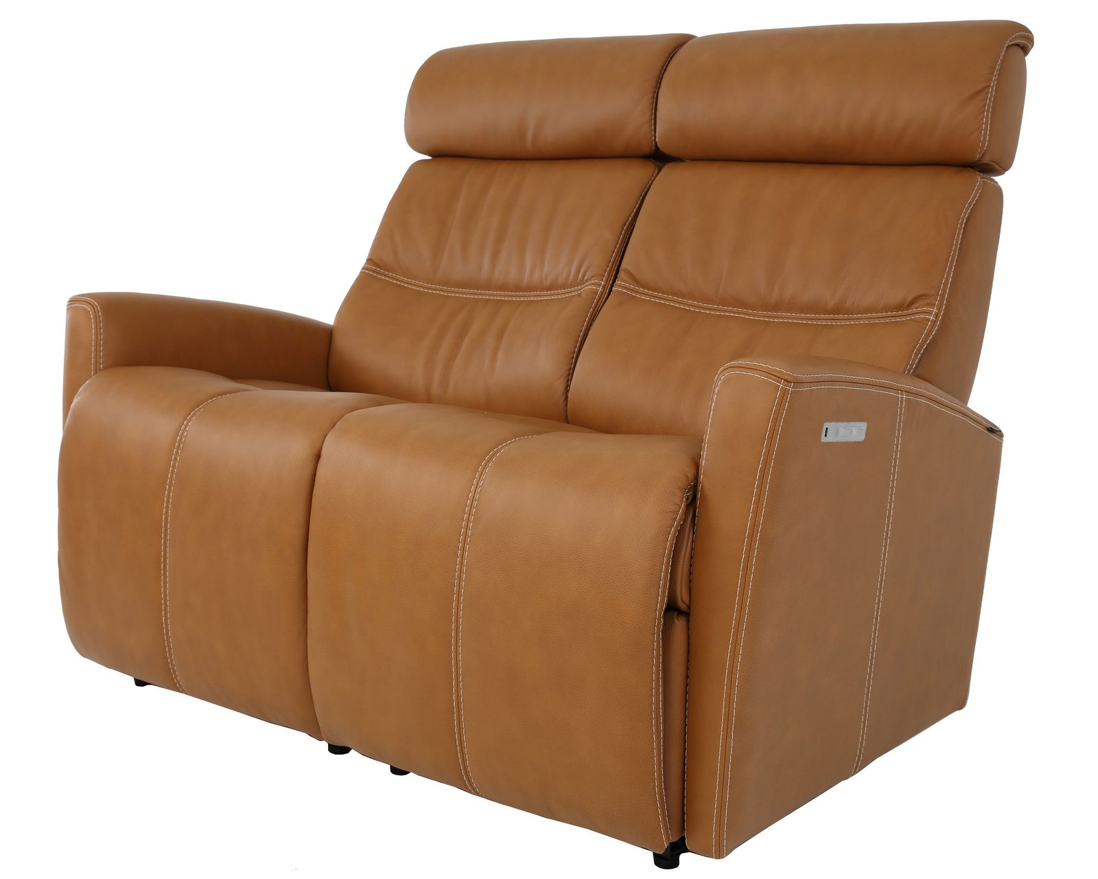 Milan 78" Leather Power Reclining Wall Saver Sofa Cognac (In stock - Fast shipping) - Milan Dual Power Reclining Wallsaver Loveseat - In stock