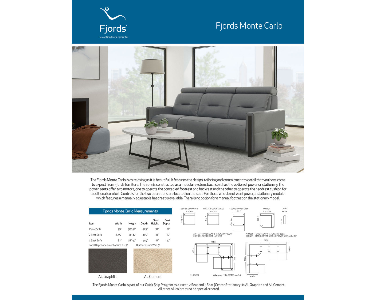 Monte Carlo 87" Power Headrest Power Reclining Sofa (+38 leathers)