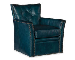  Conner Leather Swivel Club Chair (Blue) In stock