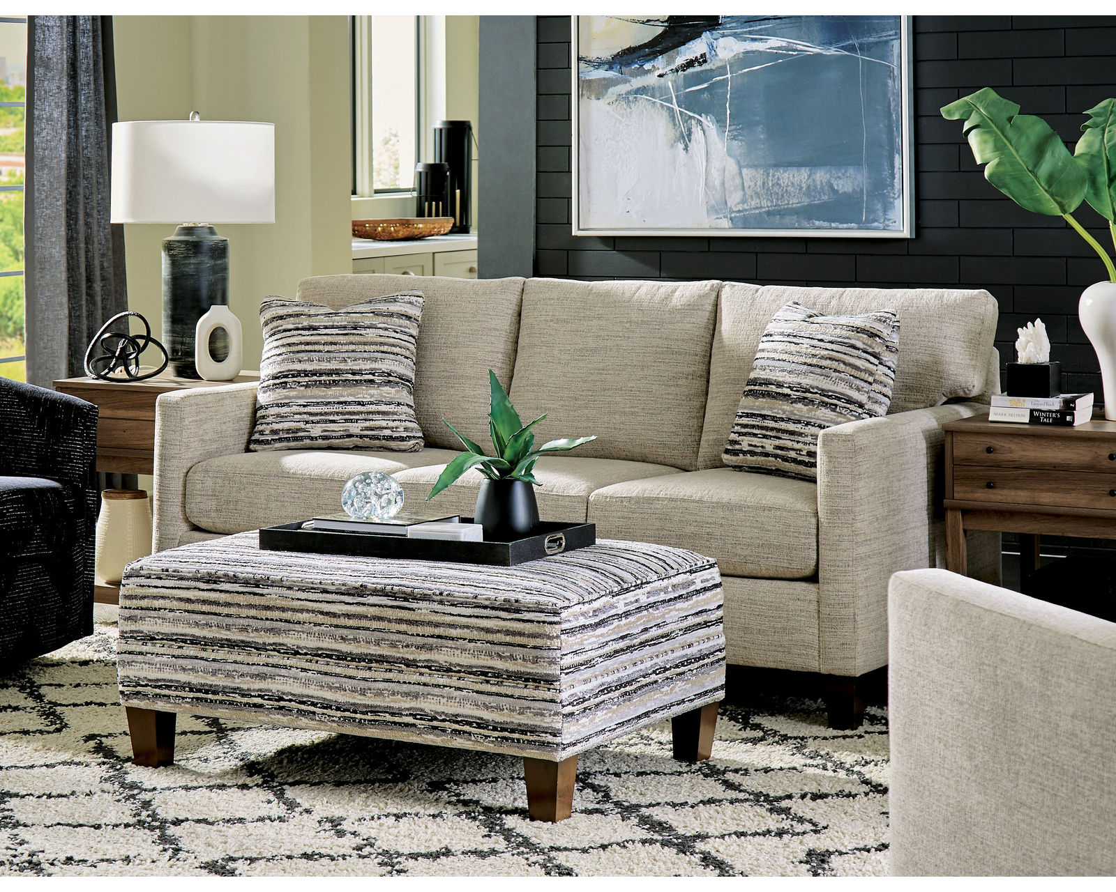 M9 Stationary Sofa (+100 Performance fabrics) Make it Yours - As shown track arm, box back cushions and tapered leg