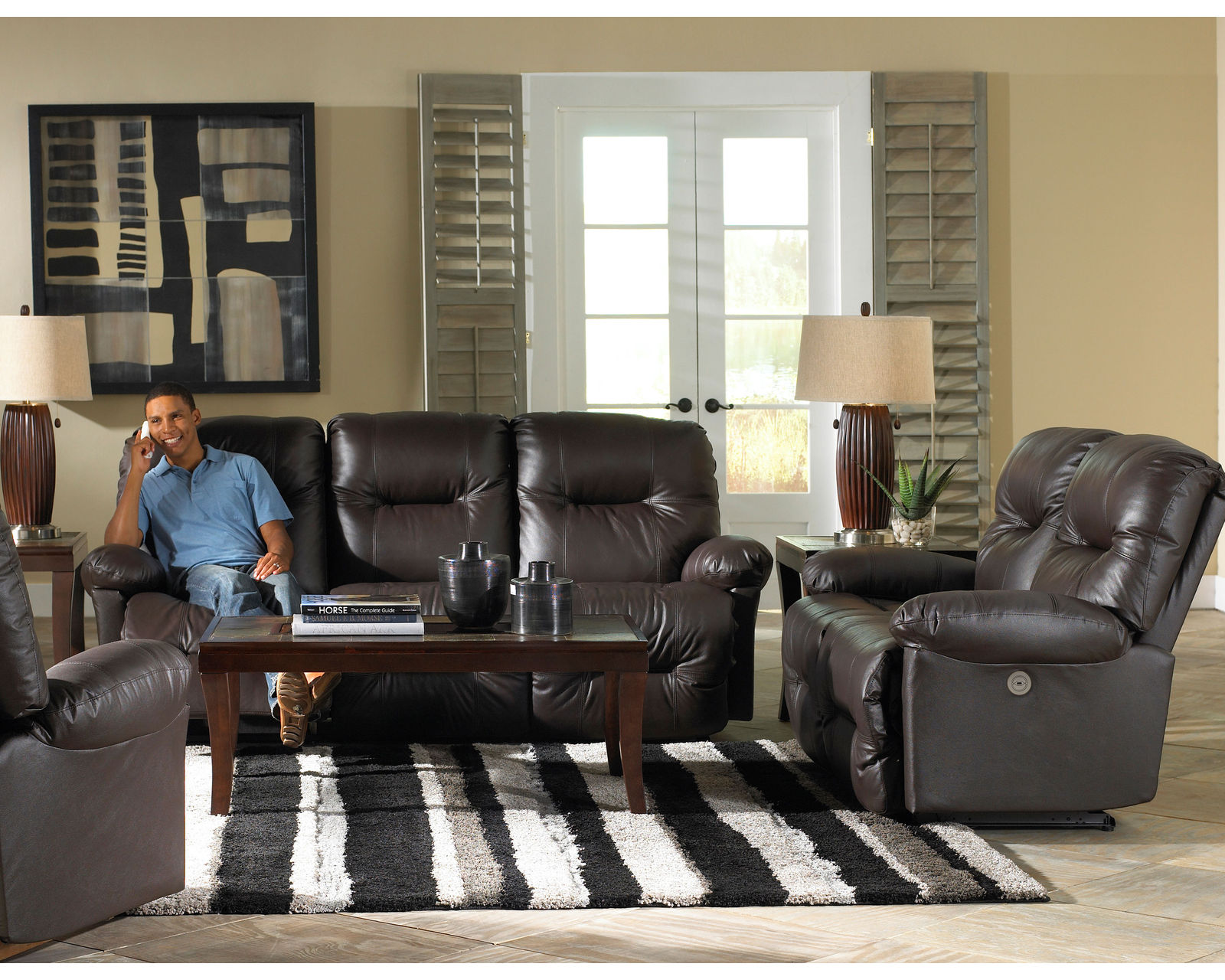 Zaynah Leather Double Reclining Sofa (+3 leathers) 87" - Zaynah Double Reclining Leather Sofa