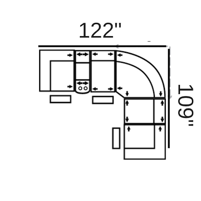 Layout D: Six Piece Sectional 122" x 109" (3 Recliners)