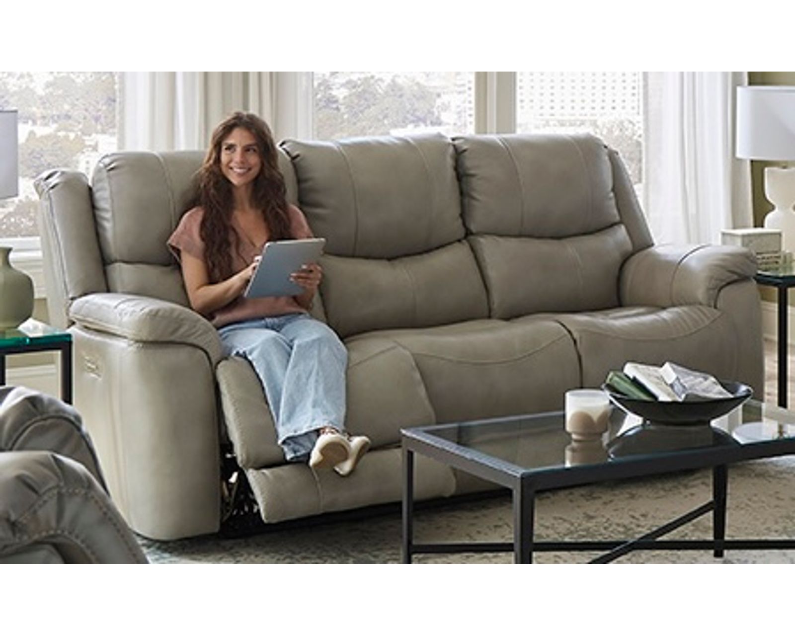 Idris 89" Zero Gravity Triple Power Reclining Sofa Mushroom (In stock) - Idris 89" Zero Gravity Triple Power Reclining Sofa