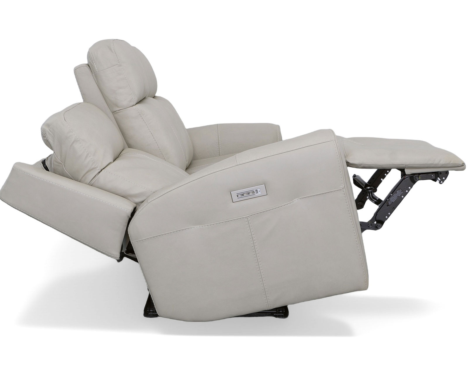 Barnett Power Reclining Sofa with Power Headrests and Lumbar (Ice leather) 87" - Barnett Power Reclining Sofa with Power Headrests and Lumbar