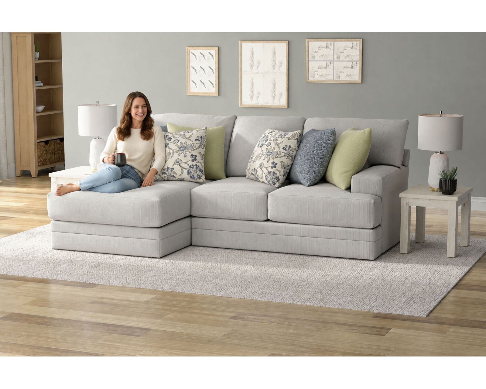 Stockbridge 2 Piece Chaise Sofa Sectional (includes pillows) chaise available left or right side - Designed for Families. Built for Life.
