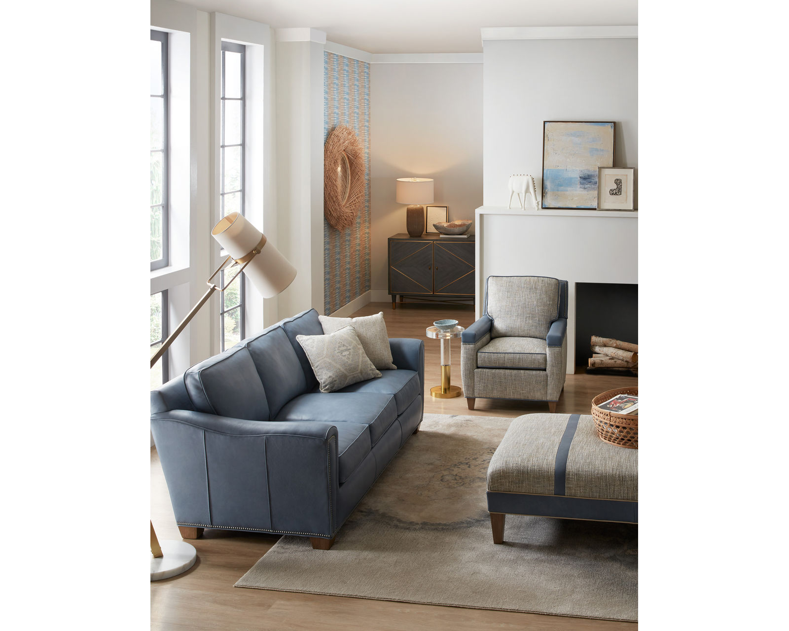 Bradington Young Lennon 732 Sofa (12 leathers) 8-Way Hand Tie - Lennon Stationary Sofa 8-Way Hand Tie